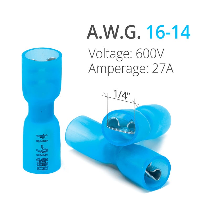 Wirefy 150 PCS Wire Connectors - Female Spade Terminals - Heat Shrink Quick Disconnect - 16-14 Gauge Blue - Image 2